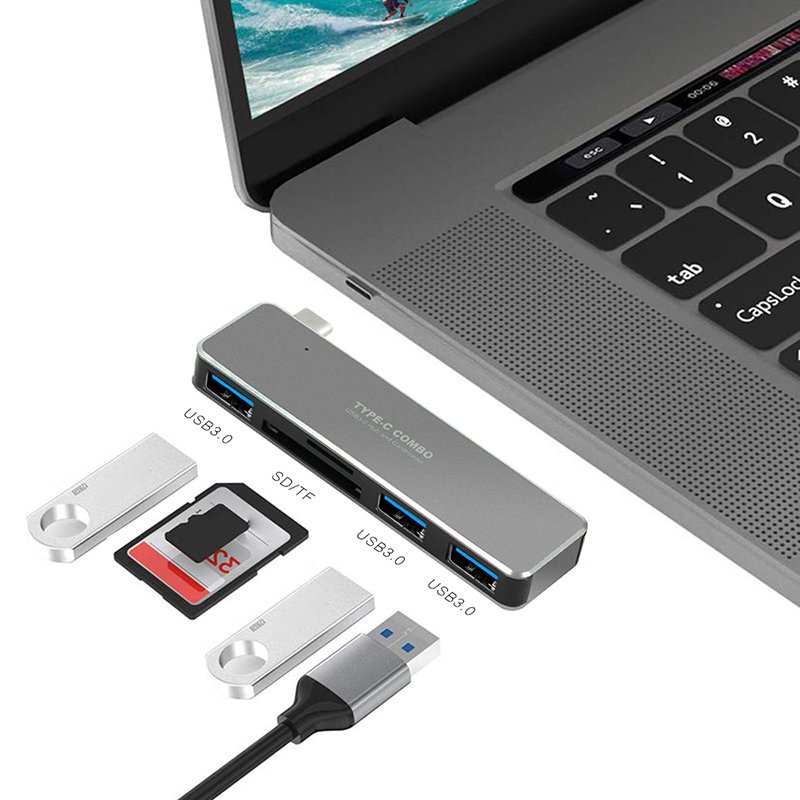 5-in-1 USB3.0 Hub Type-C Adaptor Card Reader for Laptop PC Mobile HDD Flash Drive USB3.0 HUB