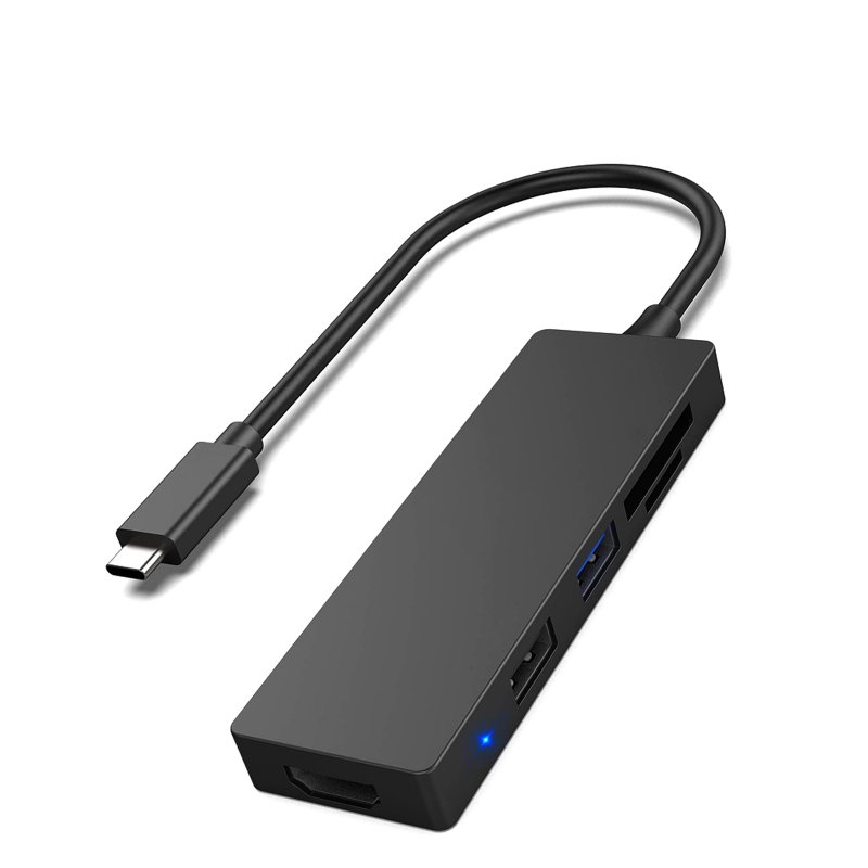 5-in-1 Usb C Hub Type-c To Forhdmi 4k Multiport Adapter Usb2.0/3.0 Forhdmi Card Reader black