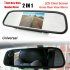 5 inch Rearview Mirror Car Display With Long License Plate Night Vision Waterproof Camera Parking System Wireless Kit Black