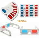 50/100 Pcs Universal Paper Anaglyph 3D Glasses Paper 3D Glasses View Anaglyph Red/Blue 3D Glass for Movie Video
