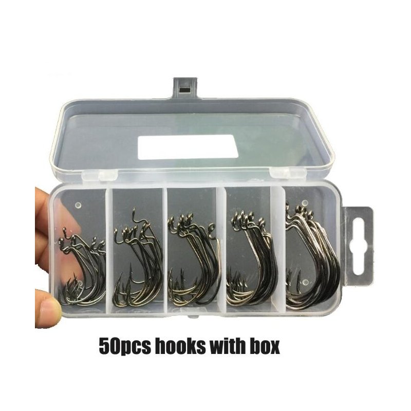 50 Pcs/Set Carbon Steel Fish Hook Baits Holder Fishing Hooks 50pcs/set