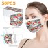 50 Pcs pack Masks Three layer Meltblown Christmas Printed Disposable Dust Masks F 50 pack