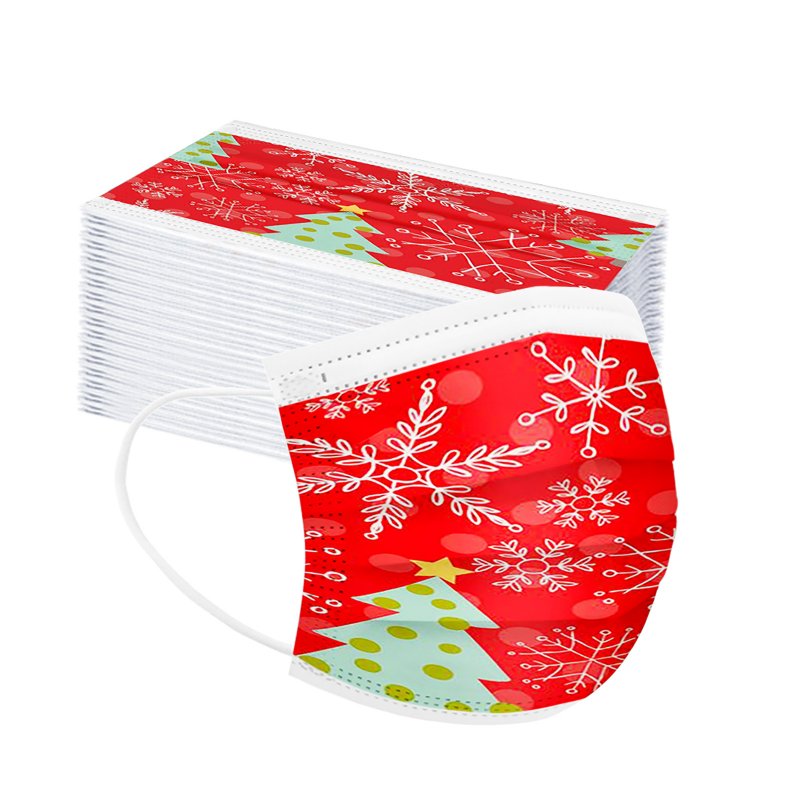 50 Pcs/pack Masks Three-layer Meltblown Christmas Printed Disposable Dust Masks F_50/pack