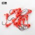50 Pcs set Jig Head Colorful Spray Paint Soft Bait Insect Hooks Red 50 bags 1g