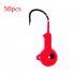 50 Pcs set Jig Head Colorful Spray Paint Soft Bait Insect Hooks Red 50 bags 2 5g