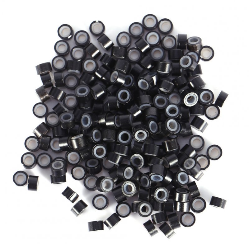 500pcs Silicone Micro Ring Aluminium Rings/Links/Beads Hair Extensions Tools for Human Hair Black