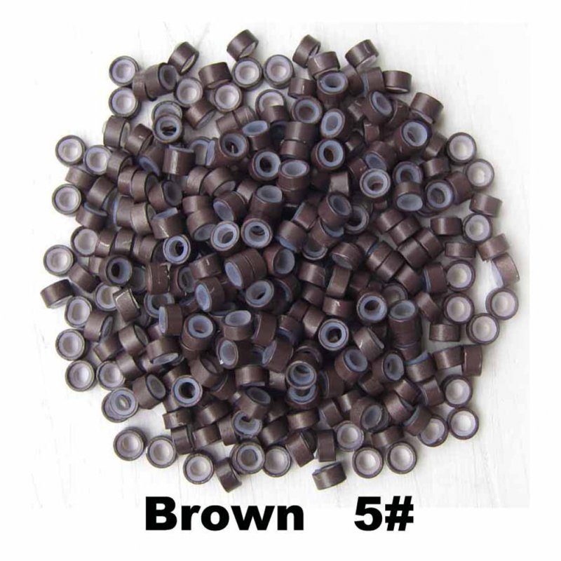 500pcs Silicone Micro Ring Aluminium Rings/Links/Beads Hair Extensions Tools for Human Hair brown