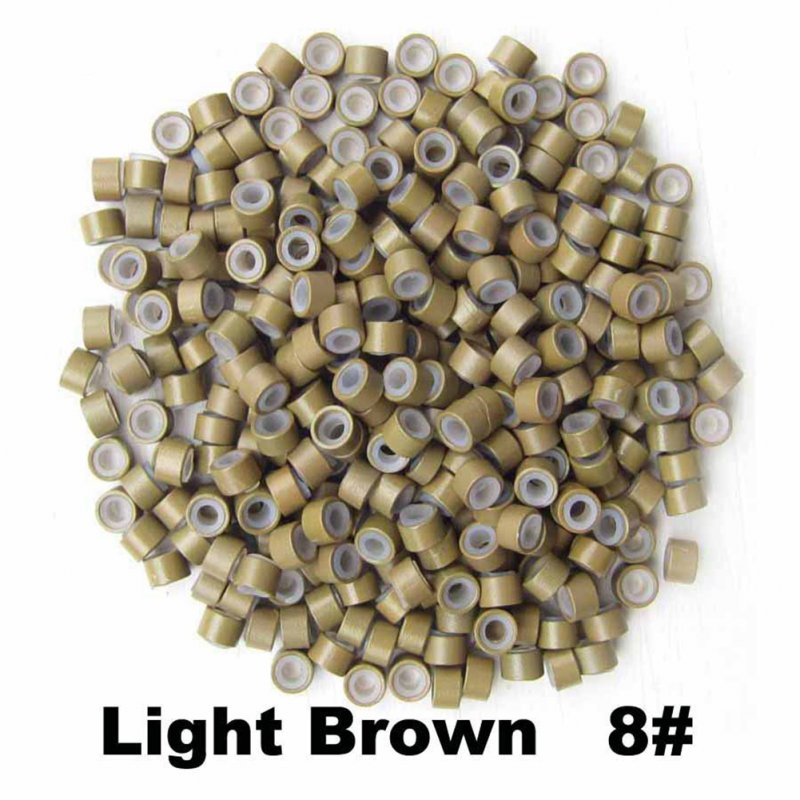 500pcs Silicone Micro Ring Aluminium Rings/Links/Beads Hair Extensions Tools for Human Hair Light brown