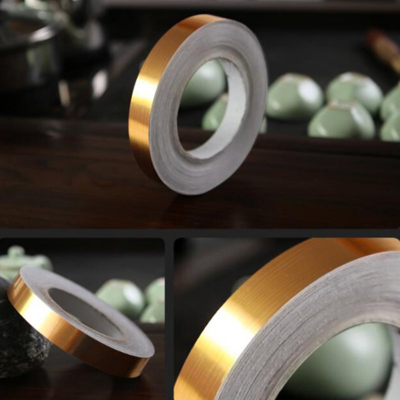 50M Gold Color Self Adhesive Waterproof Wall Tape Strip Floor Tile Beauty Seam Sticker Home Decoration Gold-0.5CM
