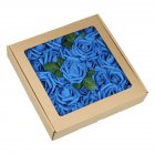50Pcs 8CM Artificial Rose Fake Flower with Leaves for Home Wedding Party Decoration sapphire