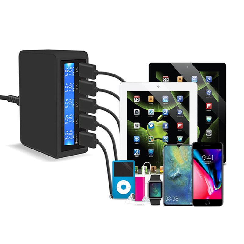 50W Quick Charge 5 Port USB Charger black AU