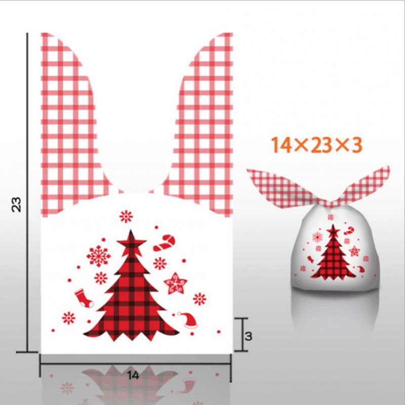 50pcs Christmas Candy Bags Cartoon Rabbit Ear Gift Bags Xmas Party Supplies