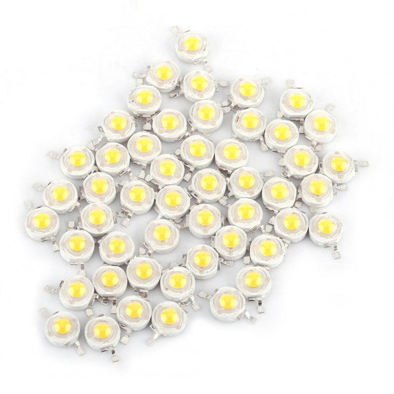 50pcs LED 1W Diode White Light 110-120 Lumens High Power Two-electrode Valve Beads 50