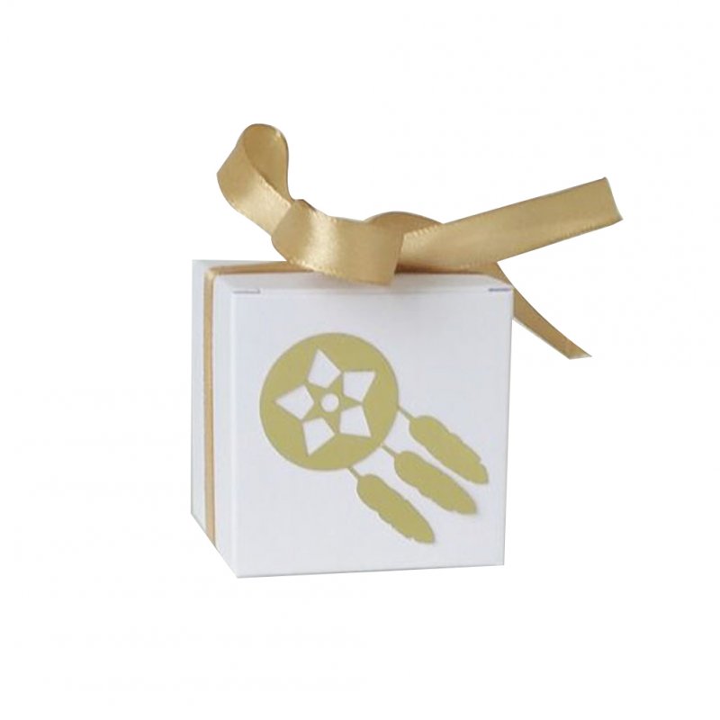50pcs White Kraft Paper Candy Box Square Container for Wedding Party 5.5*5.5cm Gold wind chimes