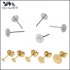 50pcs set Metal Ear Stud Earrings Set Flat Round Stud Earplugs Kit DIY Jewelry Accessories Gold needle   ear plug