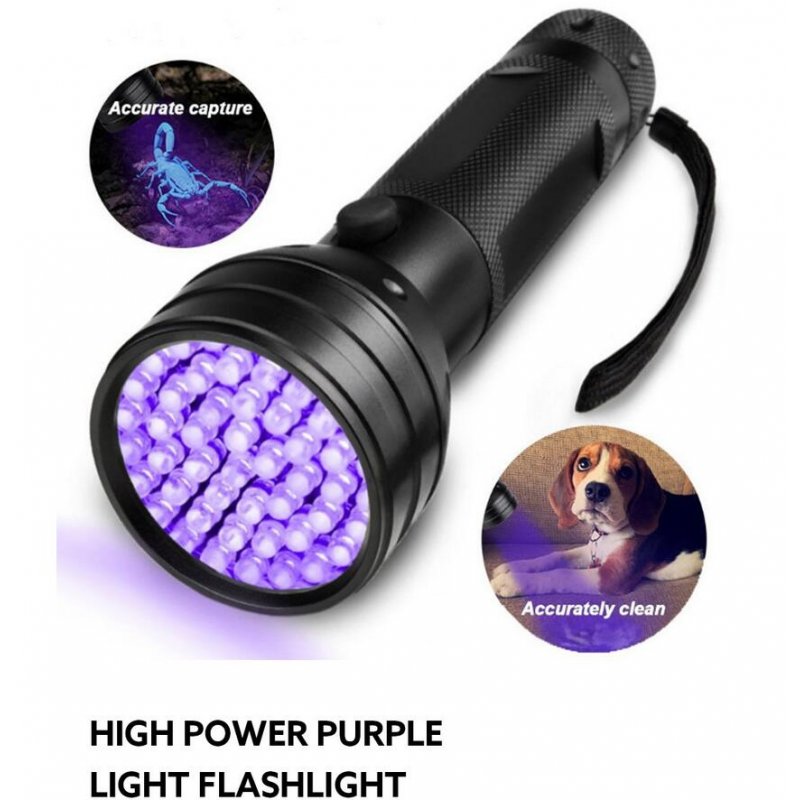 51LEDs UV Flashlight Torch Light Pet Urine Fluorescent Flashlight for Outdoor black