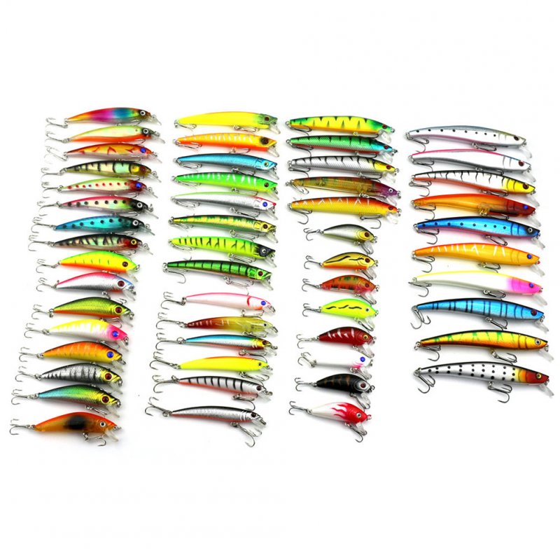 53pcs Set Fishing Lures with 3D Eyes Mixed Minnow for Pikes/Bass/Trout /Walleye/Redfish