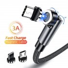 540 Rotate Magnetic Cable USB C Charging Cable Magnetic Charger Micro USB Type C Mobile Phone Cable Compatible For IPhone black three in one