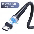 540-degree Rotate Magnetic Cable Led Indicator Light Fast Charging Cable Compatible Black Micro Interface