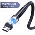 540 degree Rotate Magnetic Cable Led Indicator Light Fast Charging Cable Compatible Black Micro Interface