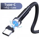 540-degree Rotate Magnetic Cable Led Indicator Light Fast Charging Cable Compatible Black type-C interface