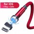 540 degree Rotate Magnetic Cable Led Indicator Light Fast Charging Cable Compatible Red compatible for iOS