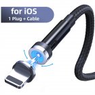 540-degree Rotate Magnetic Cable Led Indicator Light Fast Charging Cable Compatible Black compatible for iOS