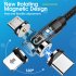 540 degree Rotating Magnetic Cable Fast Charging Magnetic Charger Cable Compatible For Ios   Android   Type c black