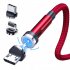 540 degree Rotating Magnetic Cable Fast Charging Magnetic Charger Cable Compatible For Ios   Android   Type c Red