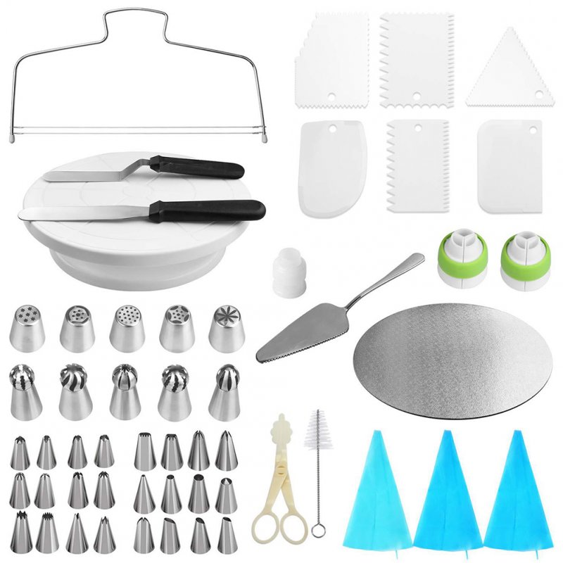 54Pcs/Pack No Skid Proof Cake Turntable Baking Pastry Supplies Plastic Cake Decorating Kit 54Pcs/Pack Turntable Tool