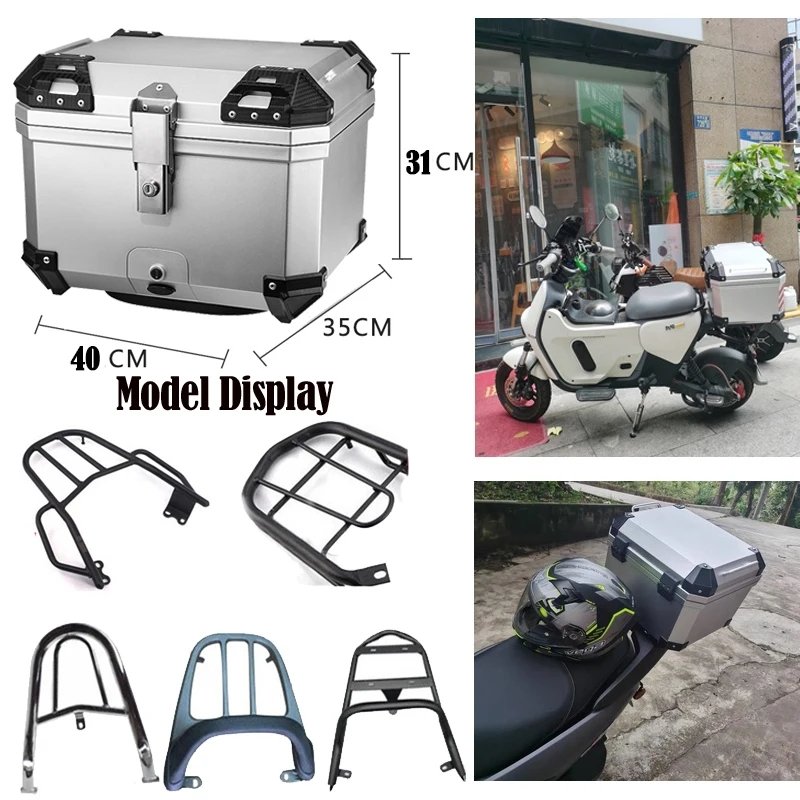 45L Motorcycle Top Box Waterproof Rear Top Case Helmet Luggage Storage Rear Tour Box with Security Lock 