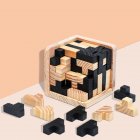 54T Creative 3d Wooden Cube Puzzle Luban Lock Tetris Educational Toys For Children Kids Brain Teaser Toy Gift As shown