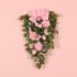 55cm Easter Faux Door Hanging Ornament With Bow Green Leaves Wreath For Indoor Outdoor Front Door Window Decor Pink Bow