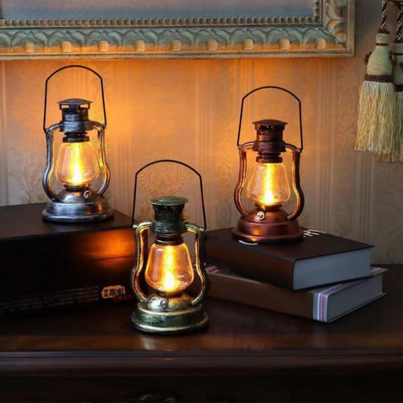 Outdoor Led Solar Lamp Retro Creative Kerosene Lamp Hanging Emergency Light for Picnic 
