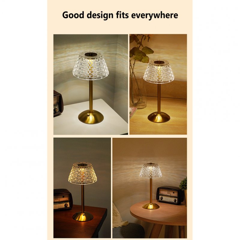 Retro Led Table Lamp Rechargeable Crystal Lampshade Touch Sensor Night Light Touch 3-color model
