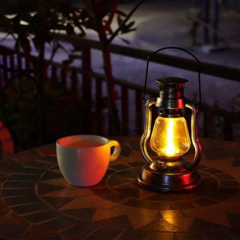 Outdoor Led Solar Lamp Retro Creative Kerosene Lamp Hanging Emergency Light for Picnic 