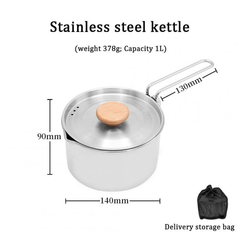 Stainless Steel Camping Pot With Lid And Removable Handle Camp Boiling Pot For Picnic Hiking Backpacking 34 Ounces kettle pot 1L