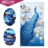5D Peacock Diamond Embroidery Full Rhinestone Cross Stitch Painting Home Hotel Decoration Gift  Blue without Frame  65X100CM