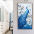5D Peacock Diamond Embroidery Full Rhinestone Cross Stitch Painting Home Hotel Decoration Gift  Blue without Frame  52X80CM