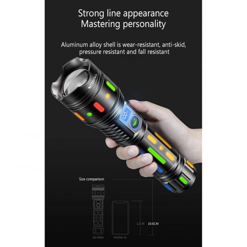 Outdoor Led Flashlight Aluminum Alloy Long-range High-brightness Zoom Luminous Hand Lantern Work Light