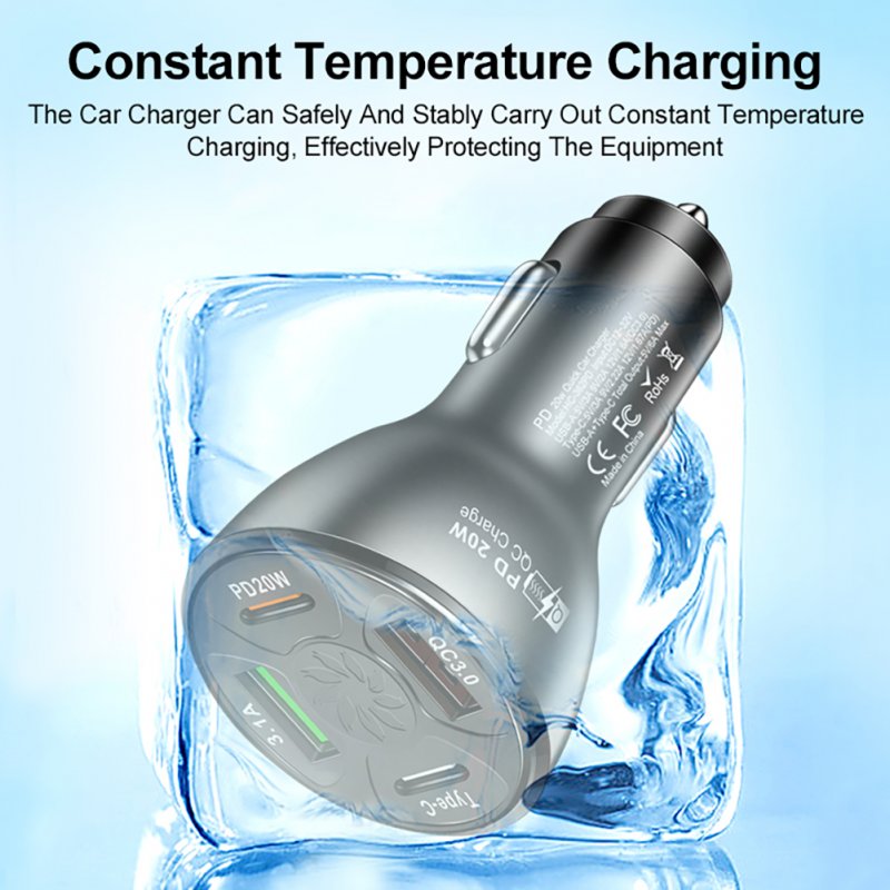 Usb Car Charger Fast Charging Adapter 20w Pd Qc3.0 Type 3.1a 2usb Multi-functional Multi-port Charger 