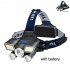 5LED Multifunctional Outdoor LED Camping Light 9 Modes High Power Strong Light USB Rechargeable Headlamp Head Front Light With battery