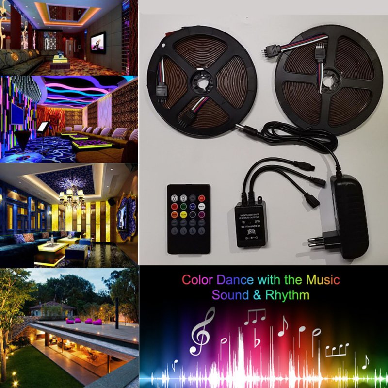 5M/10M SMD3528 Waterproof RGB Music LED Strip with Remote Controller Power Adapter 100-240V 10 m_European regulations