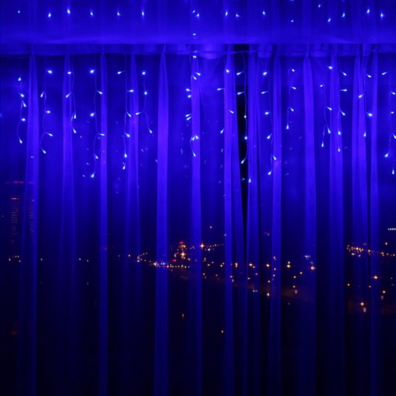 5M 216LEDs Curtain Icicle String Light with Tail Plug for Christmas Outdoor Decoration EU Plug 220V blue