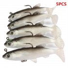 5PCS 14 2g Sea Bass Lead Fishing Lures Bass with T Tail Soft Fishing Lure Single Hook