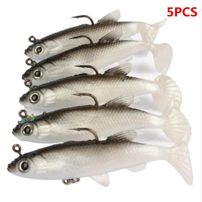 5PCS 14.2g Sea Bass Lead Fishing Lures Bass with T Tail Soft Fishing Lure Single Hook