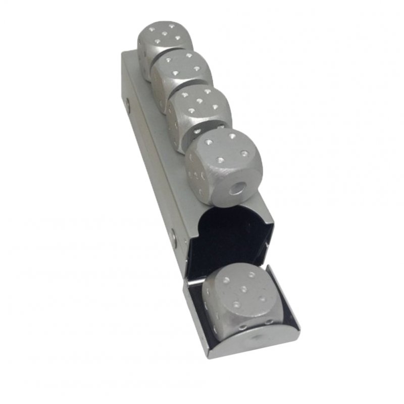5PCS Aluminum Alloy Dice Portable Indoor Entertainment Games Dice Set Packing: rectangular silver