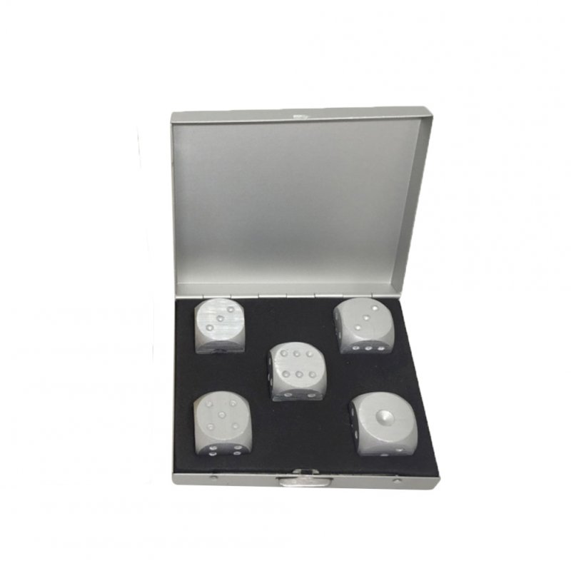 5PCS Aluminum Alloy Dice Portable Indoor Entertainment Games Dice Set Package: Square silver