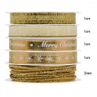 5Pcs Set Christmas Printing Ribbon Gift Packing Decoration Diy Ribbons Roll Gold E