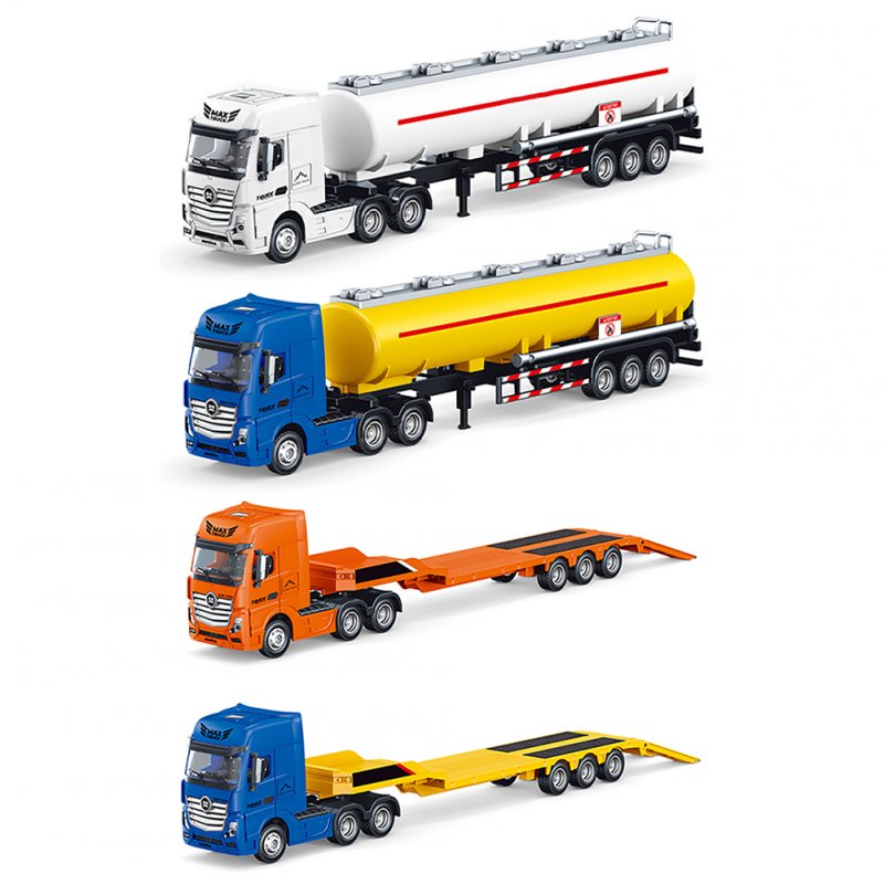 Huina 1:50 Engineering Vehicle Toys Children Flatbed Trailer Oil Tanker Model Ornaments For Boys Gifts 1730/1733 